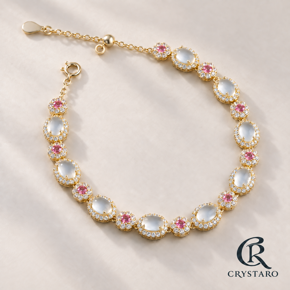 Pearl and Pink Gemstone Bracelet Main image