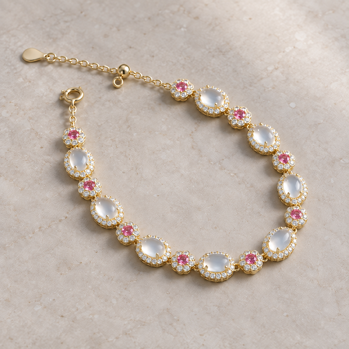 Pearl and Pink Gemstone Bracelet