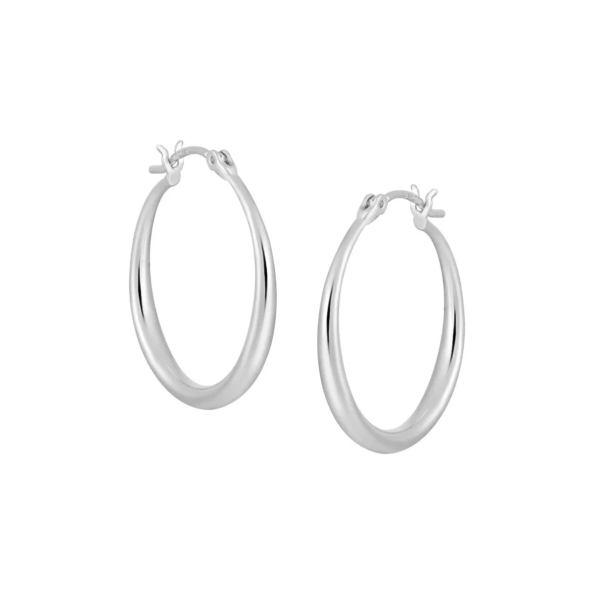 Crystaro Slim Polished Round Hoop Earrings in S925 Sterling Silver