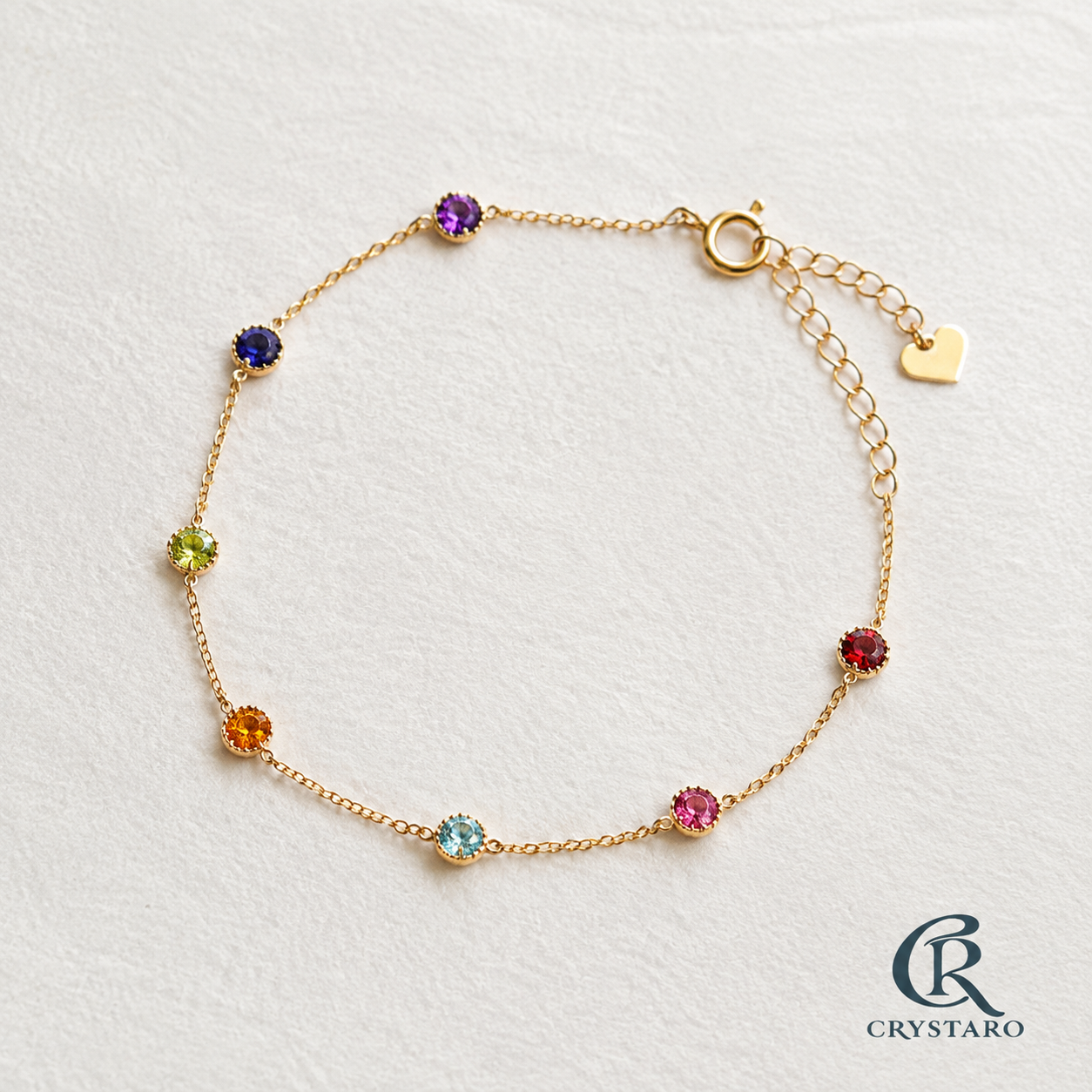 Delicate Colorful Gemstone Layered Bracelet — product hero — CRYSTARO Main image