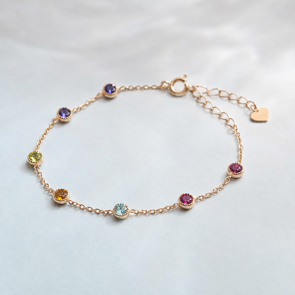 Delicate Colorful Gemstone Layered Bracelet — angle and structure view — CRYSTARO