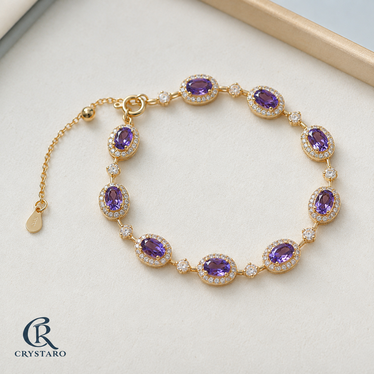 Purple Crystal Delicate Bracelet — product hero — CRYSTARO