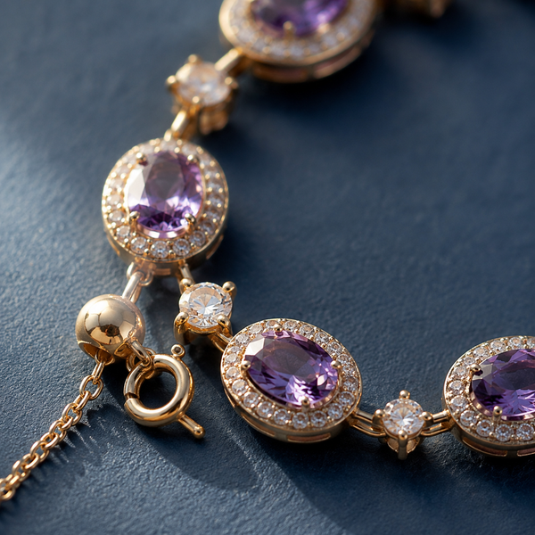 Purple Crystal Delicate Bracelet — craftsmanship close-up — CRYSTARO
