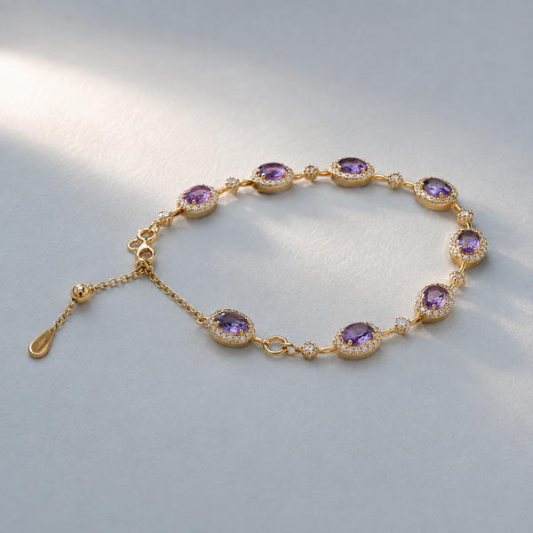 Purple Crystal Delicate Bracelet — angle and structure view — CRYSTARO