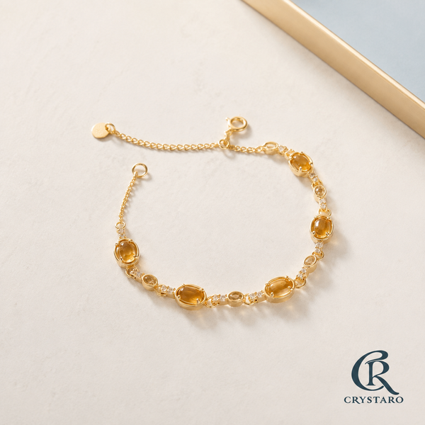 Oval Gemstone Station Bracelet — product hero — CRYSTARO