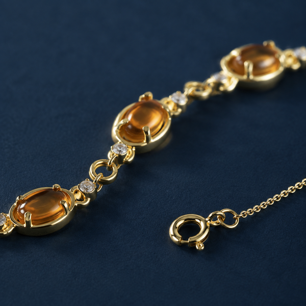 Oval Gemstone Station Bracelet — craftsmanship close-up — CRYSTARO