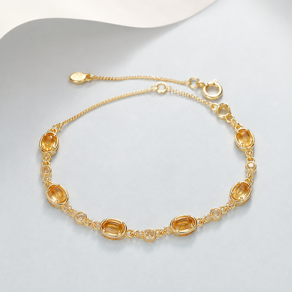 Oval Gemstone Station Bracelet — angle and structure view — CRYSTARO