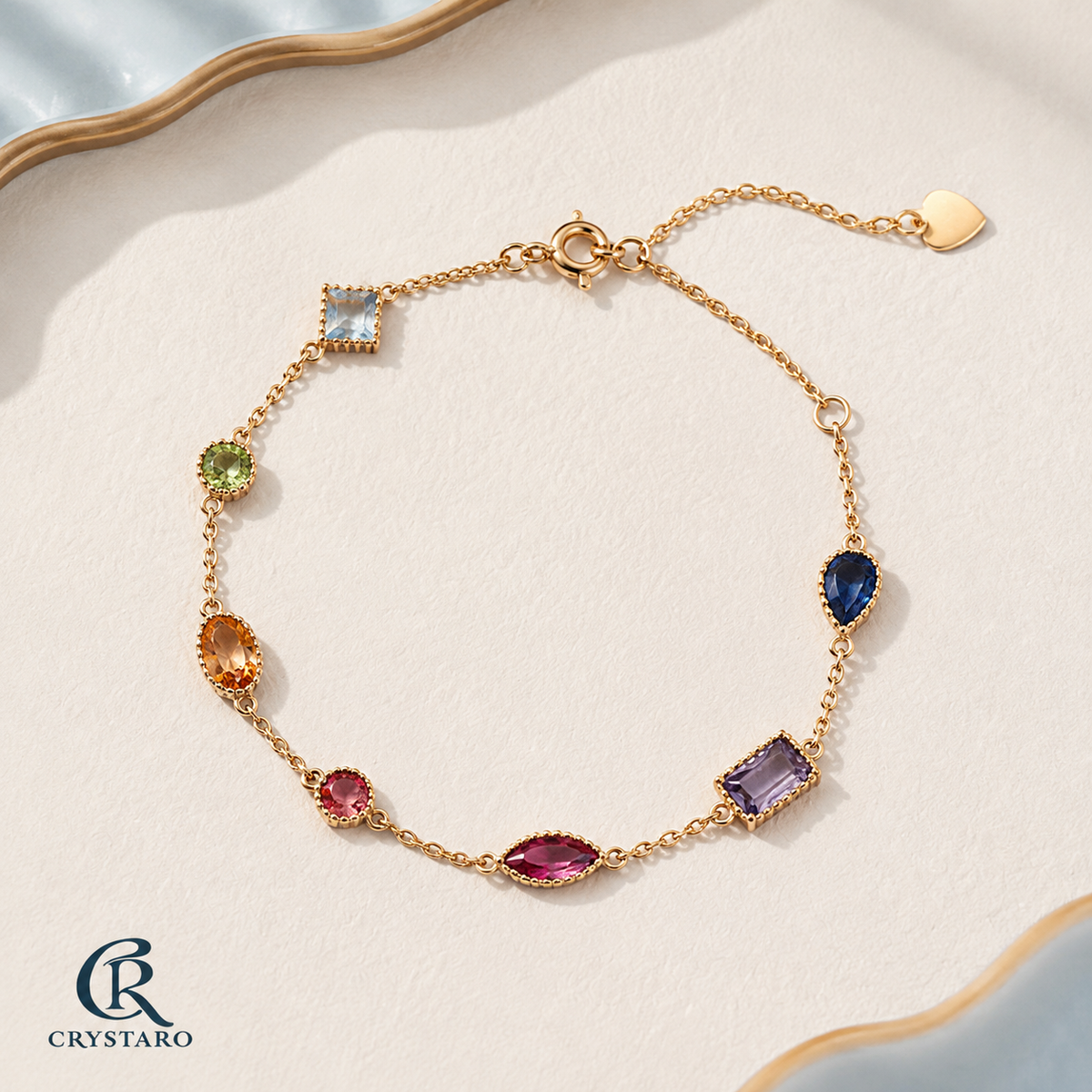Vintage Multicolor Gemstone Bracelet — product hero — CRYSTARO Main image