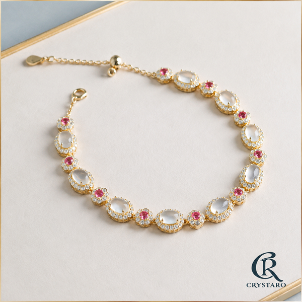 Pearl and Pink Gemstone Bracelet — product hero — CRYSTARO