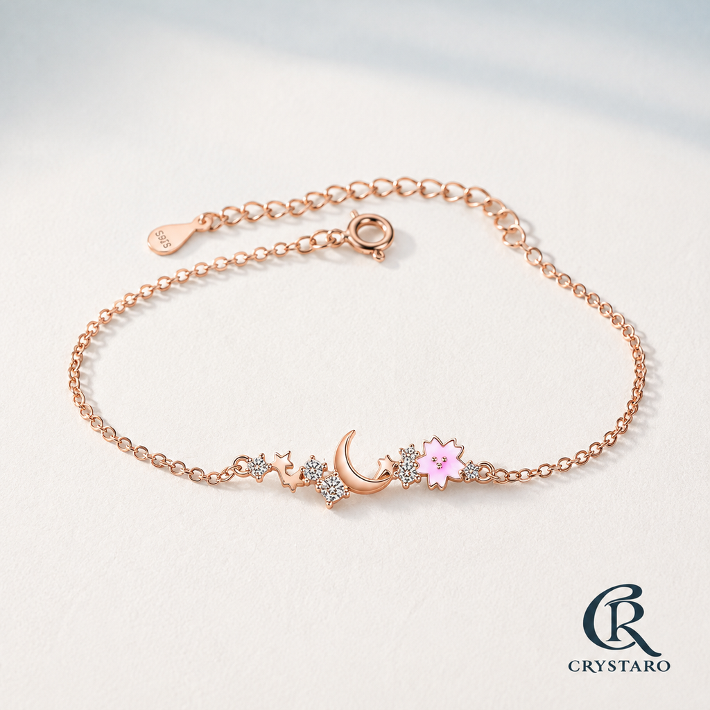 Celestial Moon and Star Bracelet — product hero — CRYSTARO