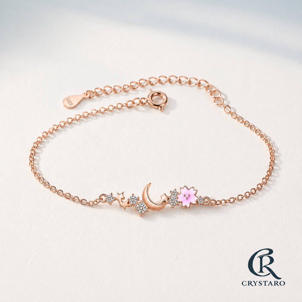 Celestial Moon and Star Bracelet — product hero — CRYSTARO