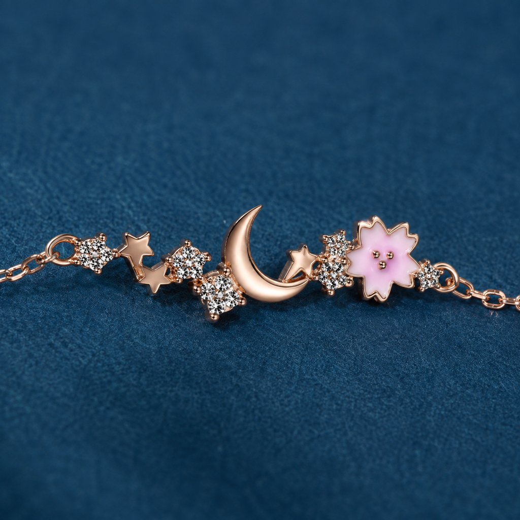 Celestial Moon and Star Bracelet — craftsmanship close-up — CRYSTARO