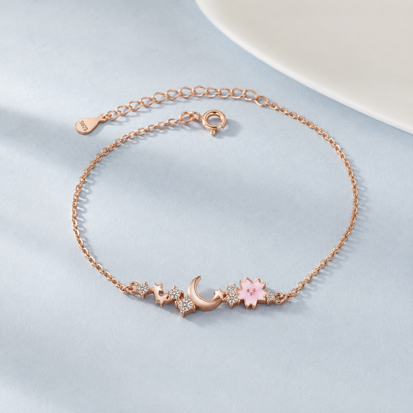 Celestial Moon and Star Bracelet — angle and structure view — CRYSTARO