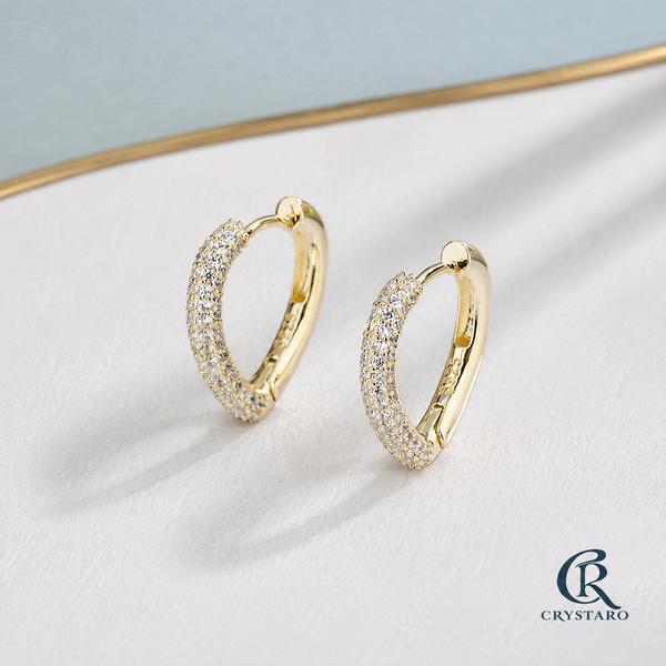 Pave Oval Hoop Earrings — product hero — CRYSTARO