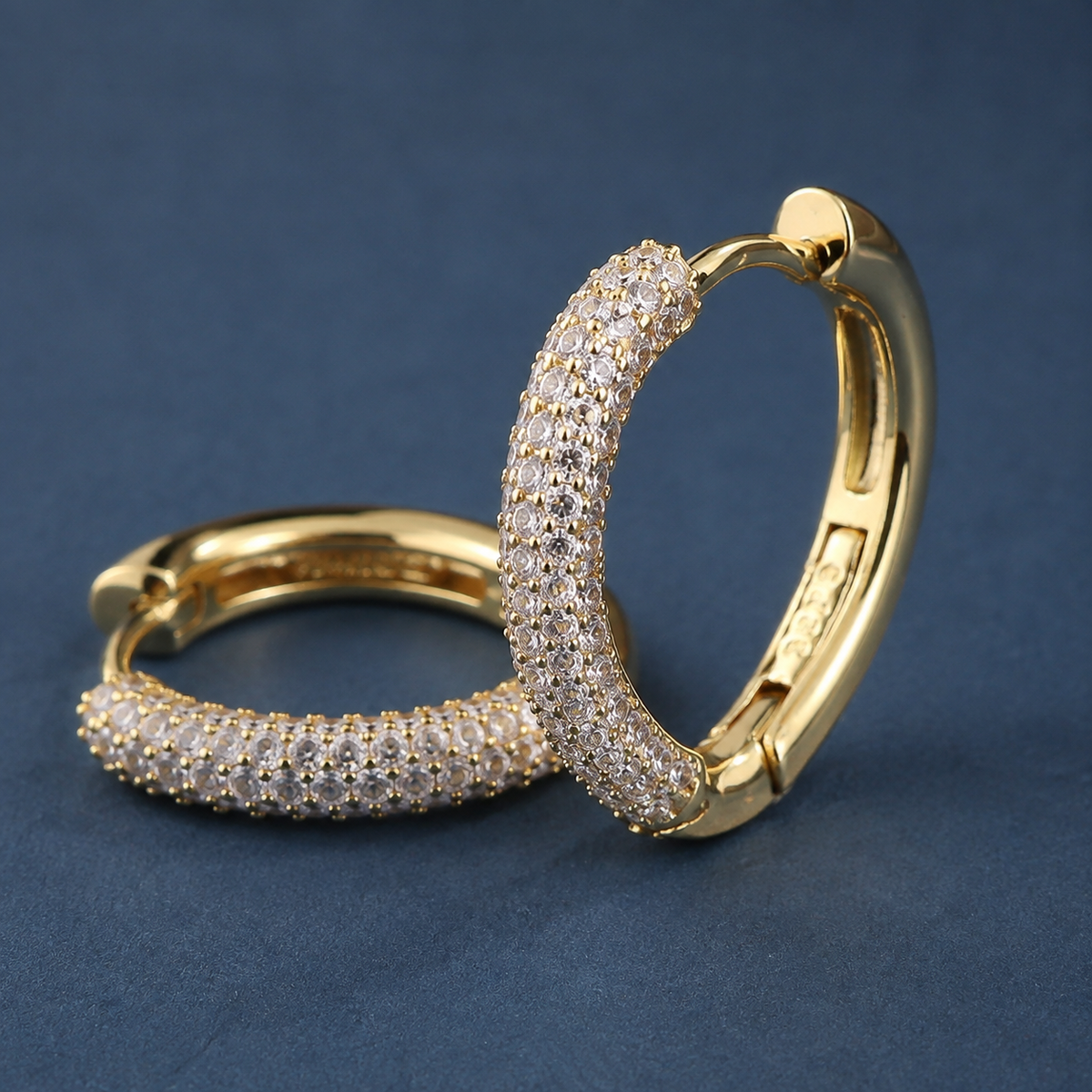 Pave Oval Hoop Earrings — craftsmanship close-up — CRYSTARO