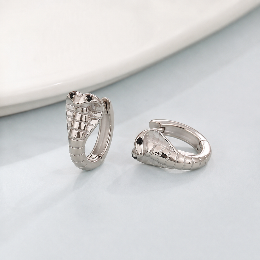 Mixed-Metal Chunky Huggie Hoops — angle and structure view — CRYSTARO