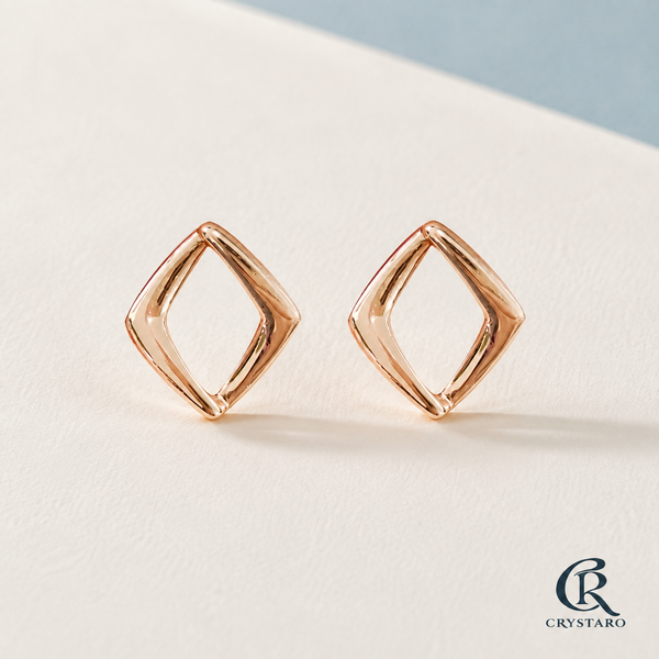 Sculptural Open Diamond Stud Earrings — product hero — CRYSTARO