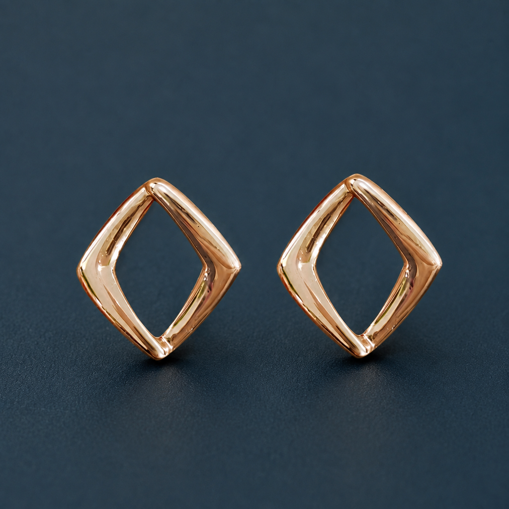 Sculptural Open Diamond Stud Earrings — craftsmanship close-up — CRYSTARO
