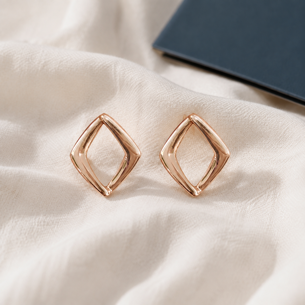 Sculptural Open Diamond Stud Earrings — styled product still life — CRYSTARO