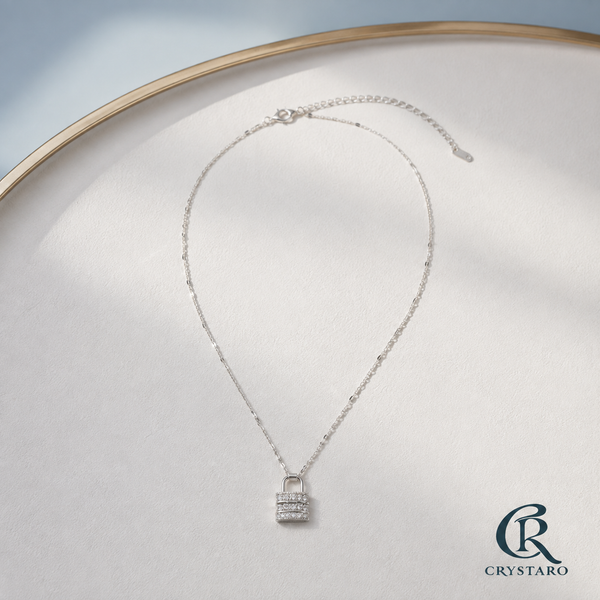 Pave Lock Pendant Necklace — product hero — CRYSTARO
