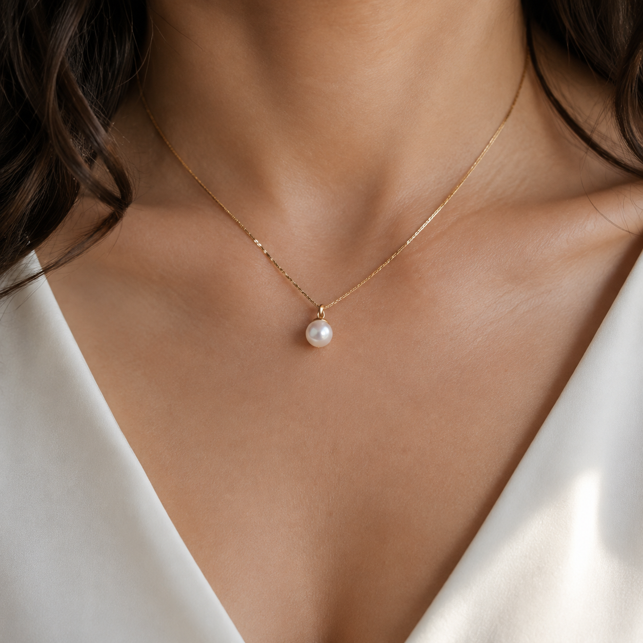 Minimalist Pearl Pendant Necklace Secondary image