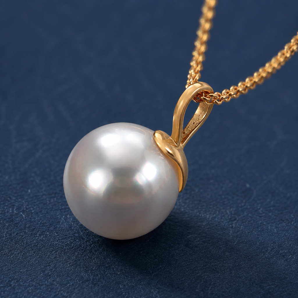 Minimalist Pearl Pendant Necklace — craftsmanship close-up — CRYSTARO