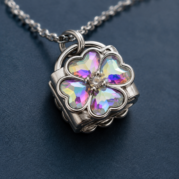 Heart Lock Pendant Necklace — craftsmanship close-up — CRYSTARO