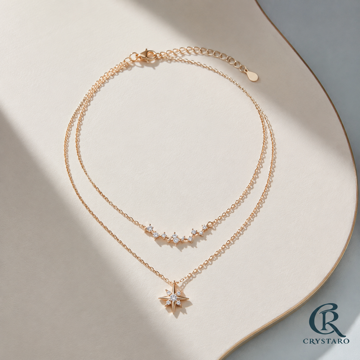 Layered Celestial Star Necklace — product hero — CRYSTARO