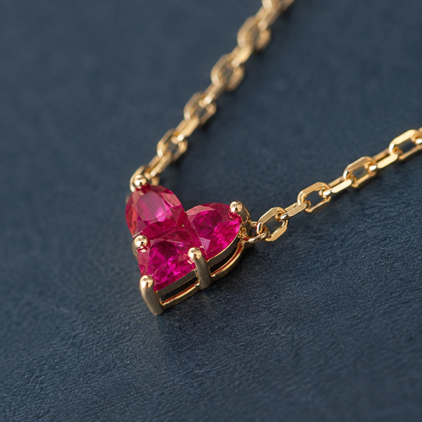 Vintage Red Gemstone Heart Necklace — craftsmanship close-up — CRYSTARO