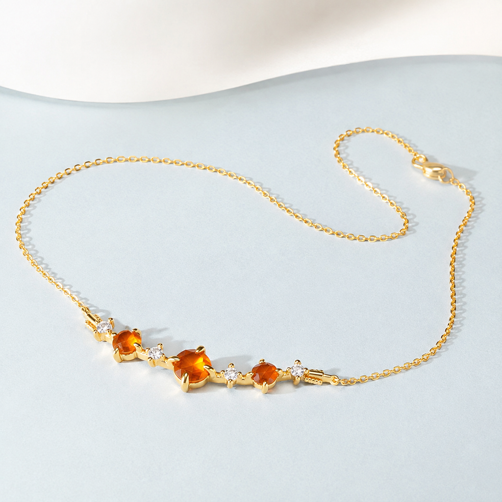 Colorful Gemstone Station Necklace — angle and structure view — CRYSTARO