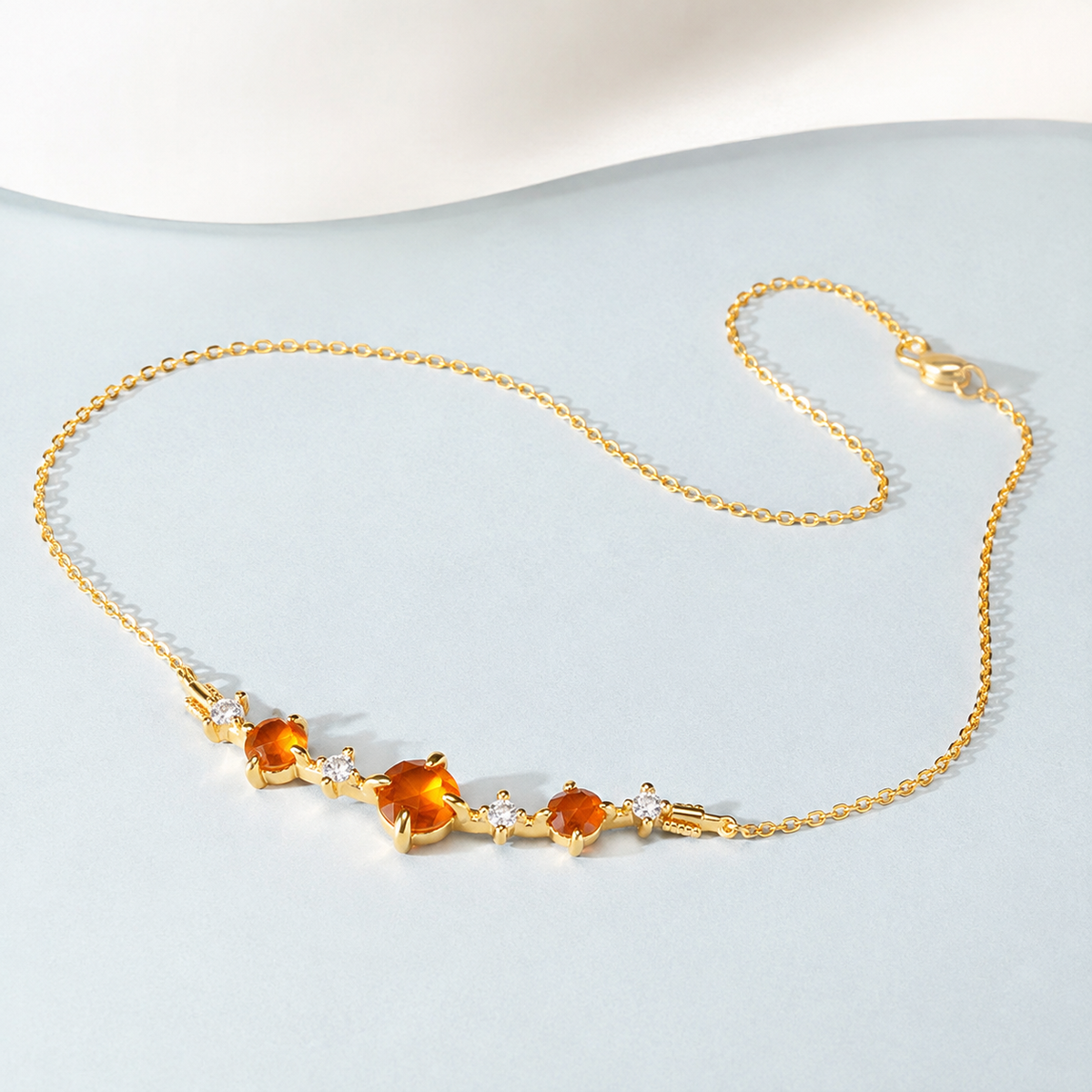 Colorful Gemstone Station Necklace — angle and structure view — CRYSTARO