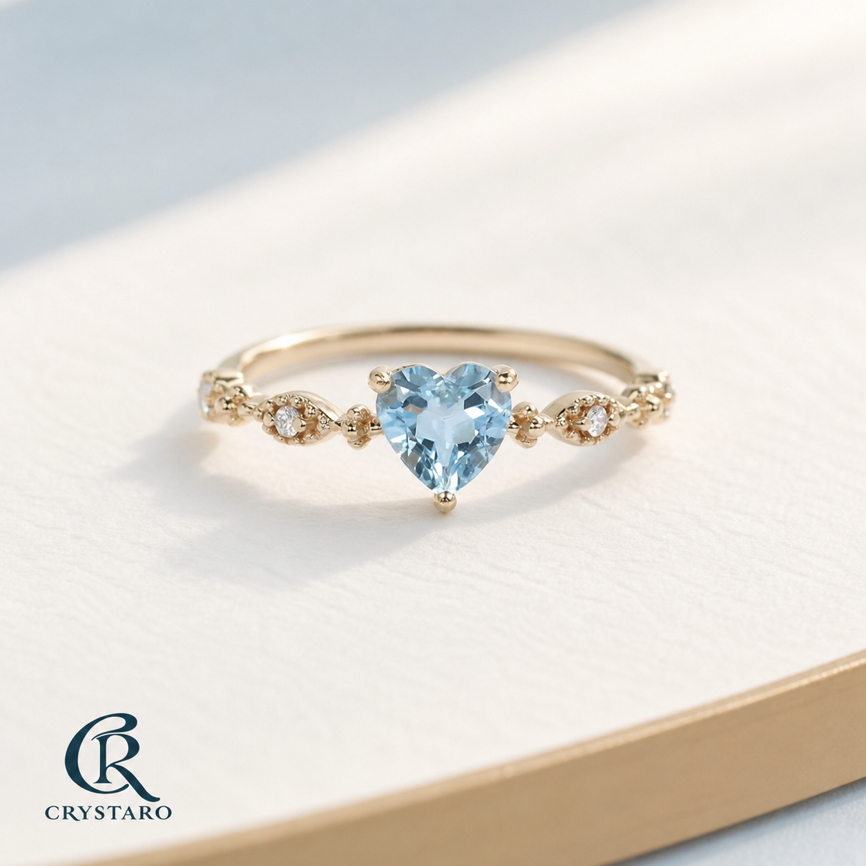 Blue Heart Gemstone Ring — product hero — CRYSTARO