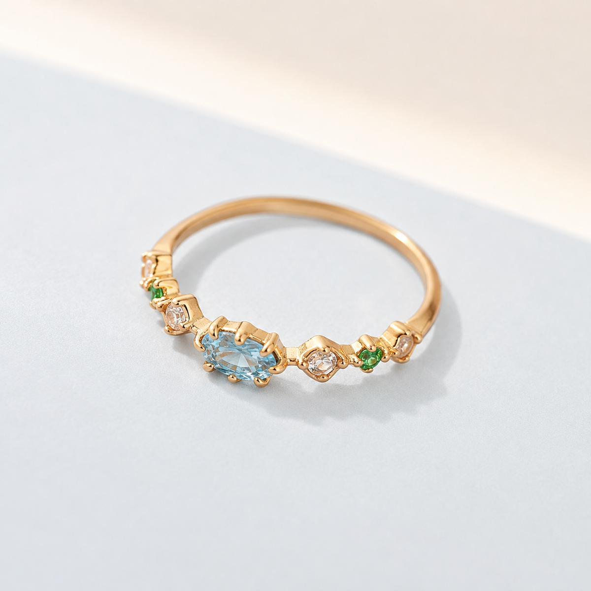 Multicolor Gemstone Stacking Ring — angle and structure view — CRYSTARO