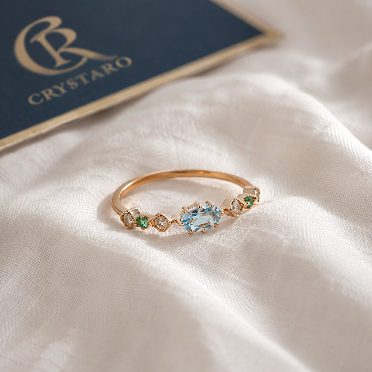 Multicolor Gemstone Stacking Ring — styled product still life — CRYSTARO