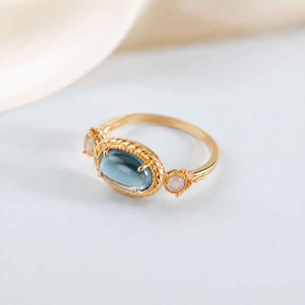 Celestial Planet Blue Gemstone Ring — angle and structure view — CRYSTARO
