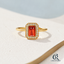 Square Red Gemstone Signet Ring — product hero — CRYSTARO