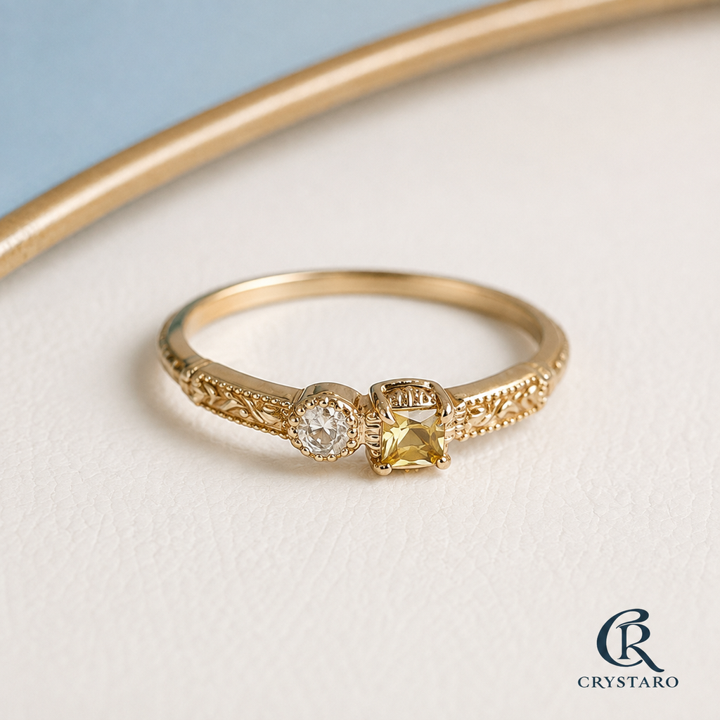 Three Stone Crystal Band Ring — product hero — CRYSTARO