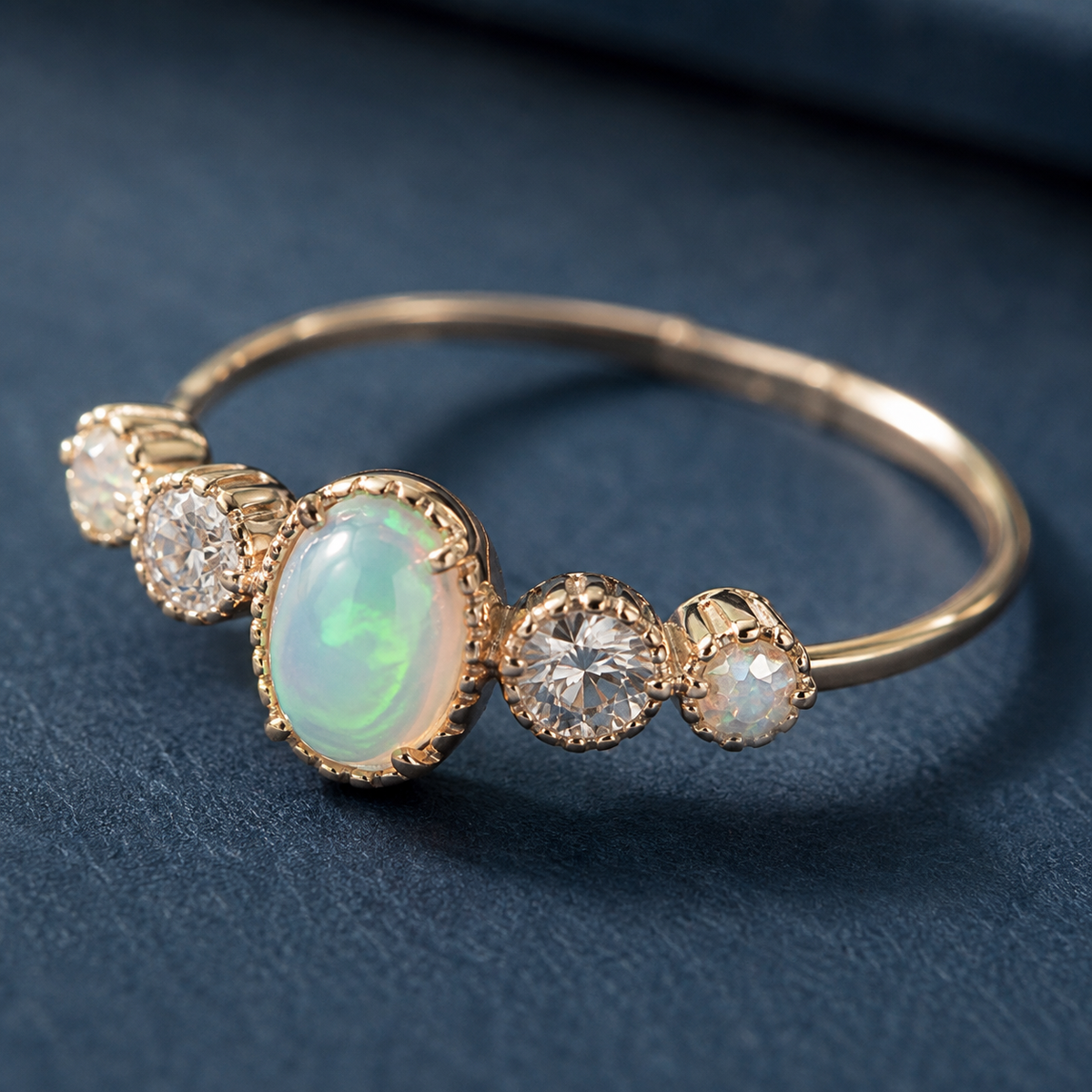 Opal-Look Bezel Delicate Ring — craftsmanship close-up — CRYSTARO