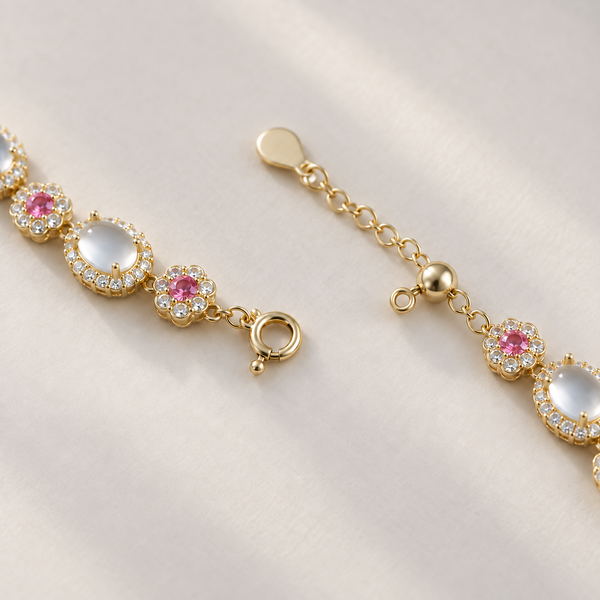 Pearl and Pink Gemstone Bracelet