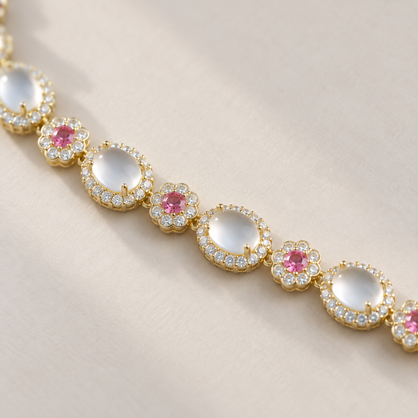 Pearl and Pink Gemstone Bracelet